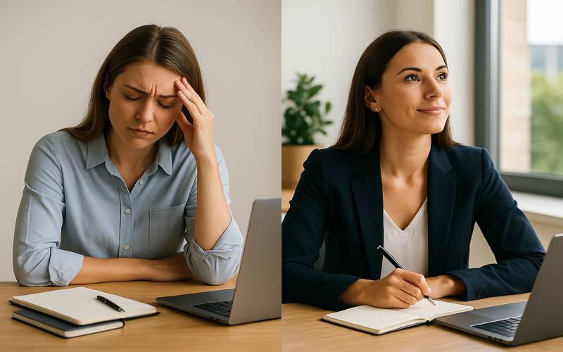 コーチングで失敗している人とうまく対策ができている人の対比イメージ